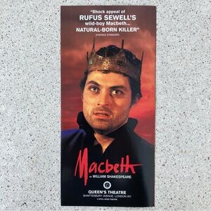 Macbeth Rufus Sewell & Sally Dexter Flyer Queens THEATRE London Two Panels 1999